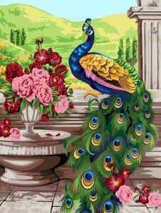 Павлин и букет