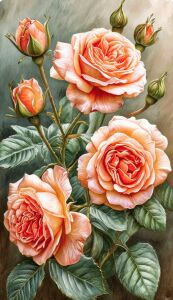 Персиковые розы картина