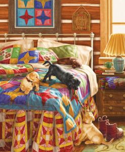 Щенки на кровати