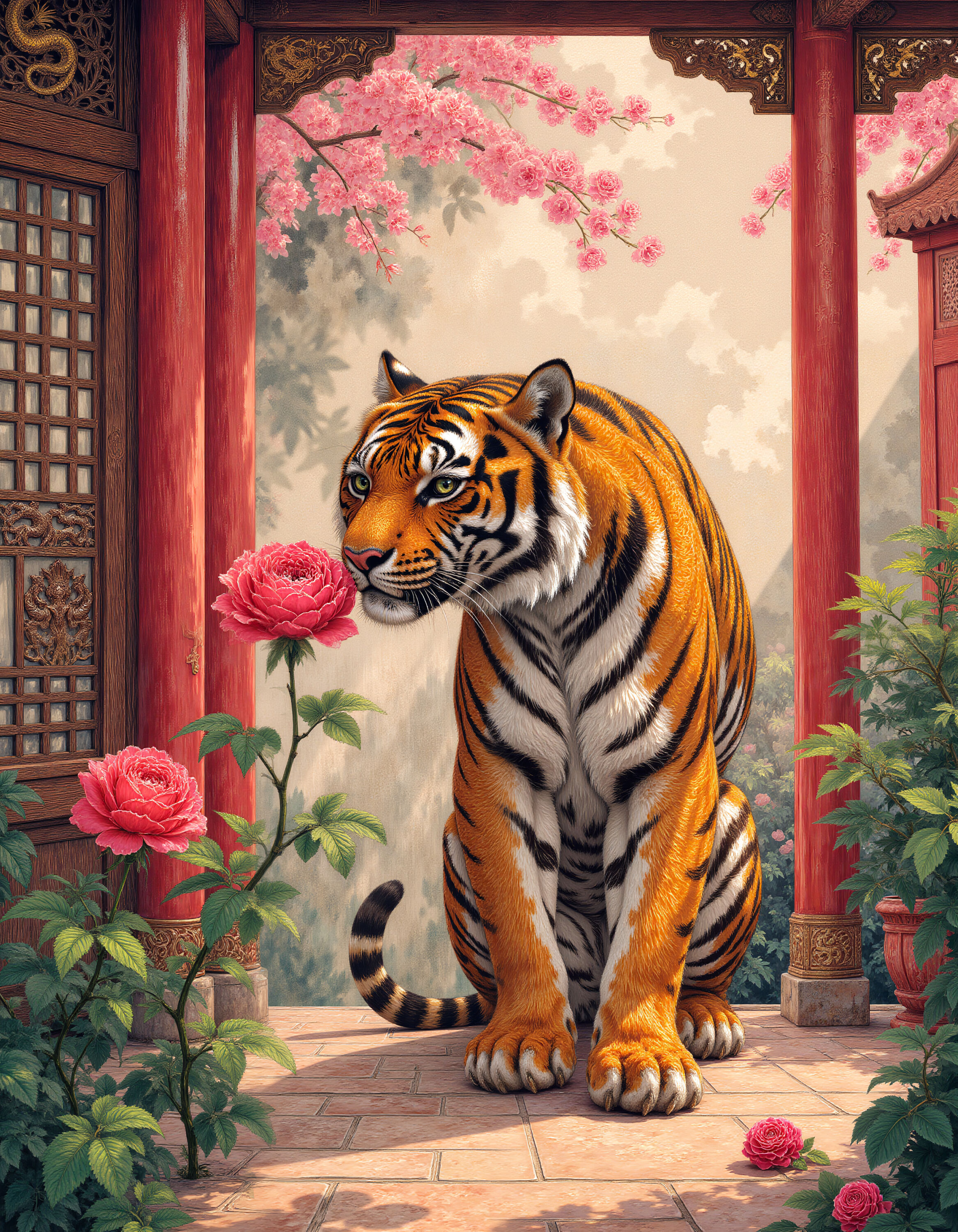 Тигр в саду