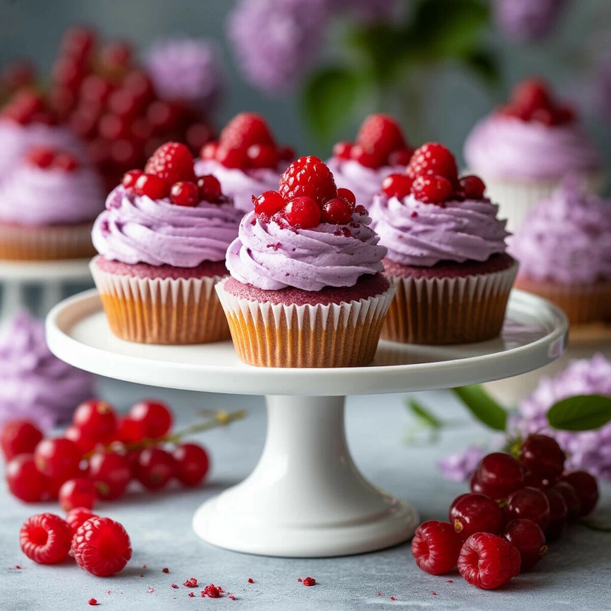 Кексы с малиной и красной смородиной