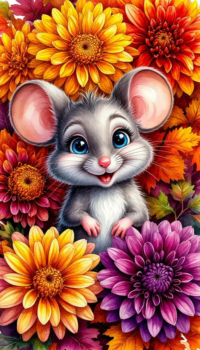 Мышка и георгины