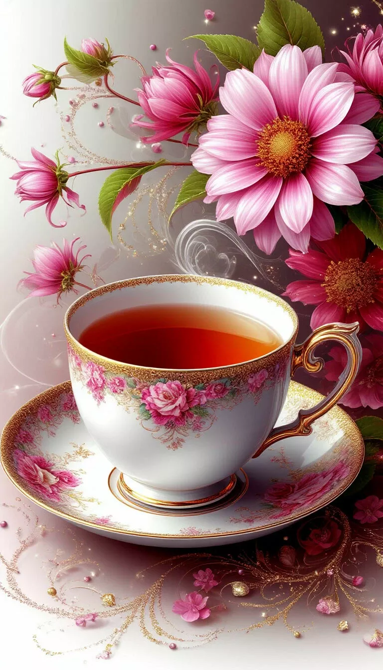 Красивая чашка и цветы