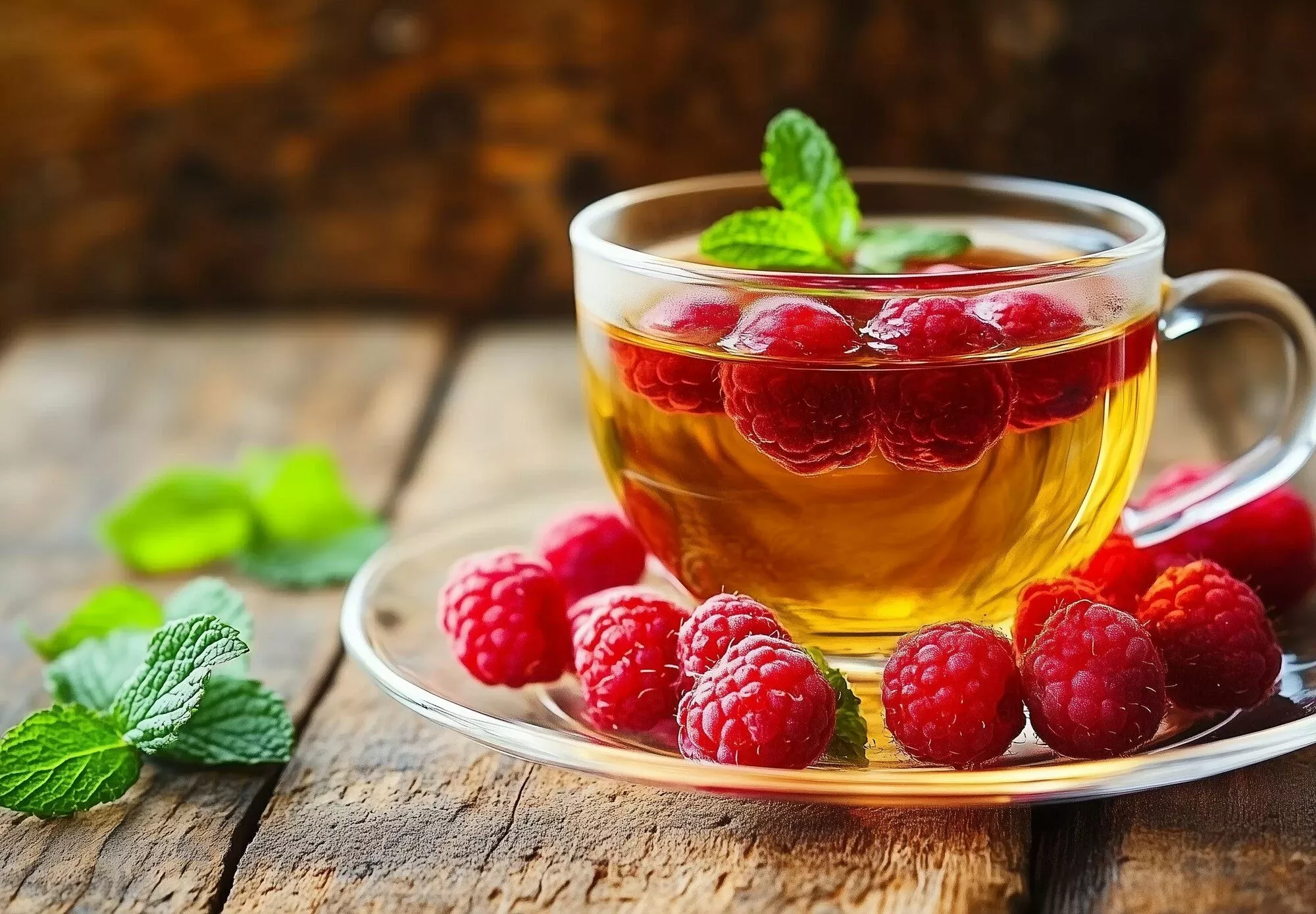 Чай с малинками и мятой