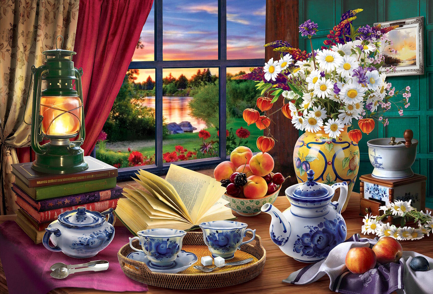 Закат и натюрморт