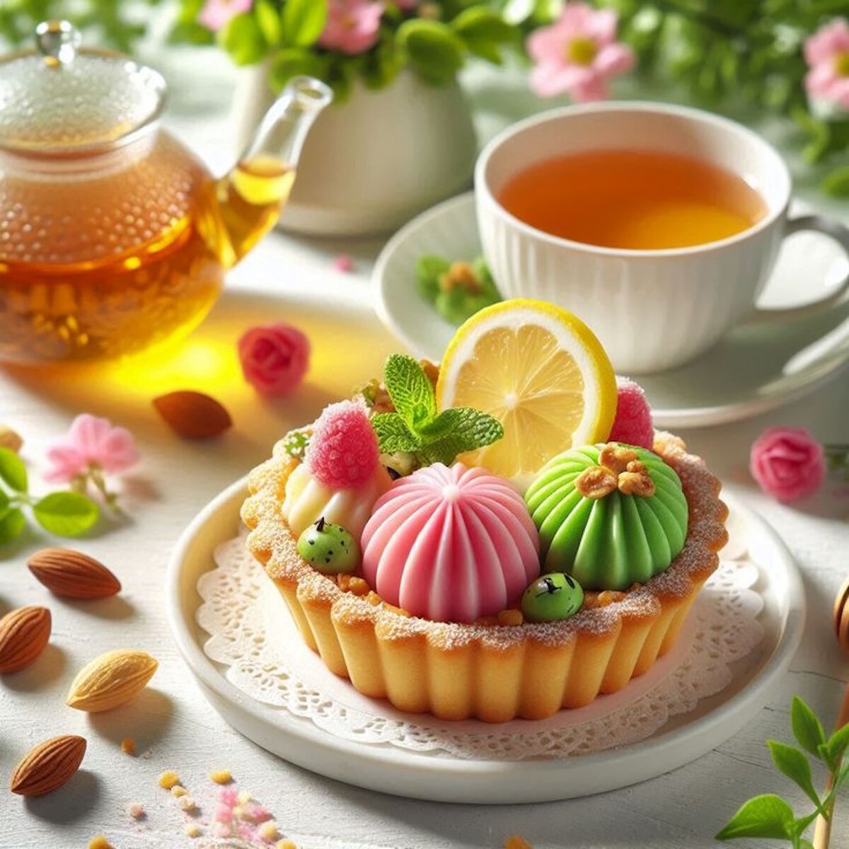 Десерт с кремом и лимоном