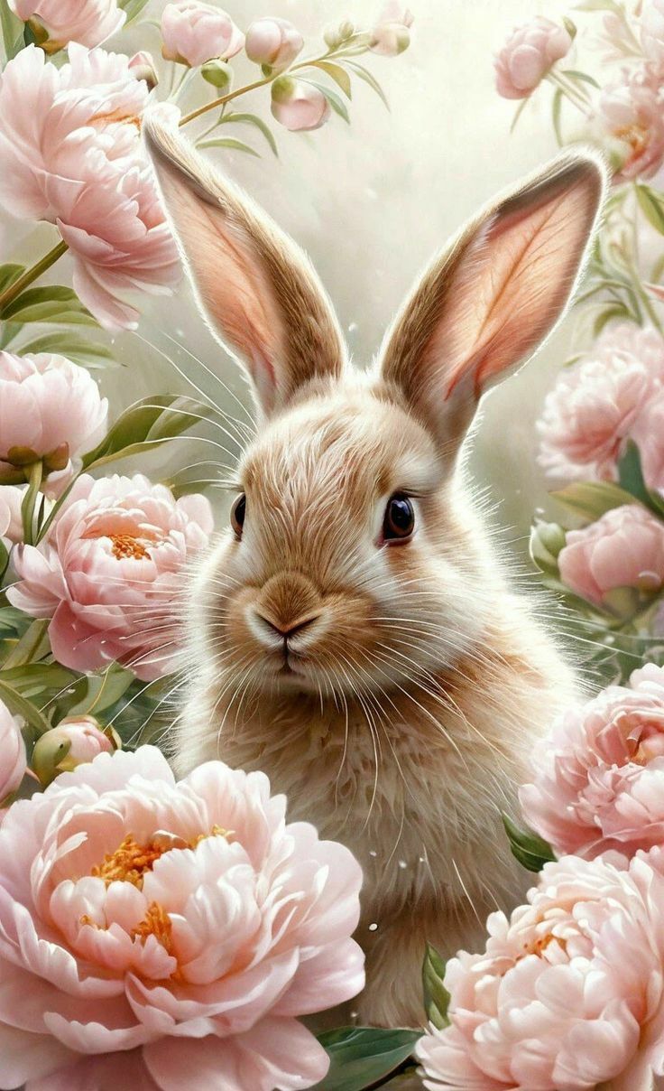 Цветы и кролик