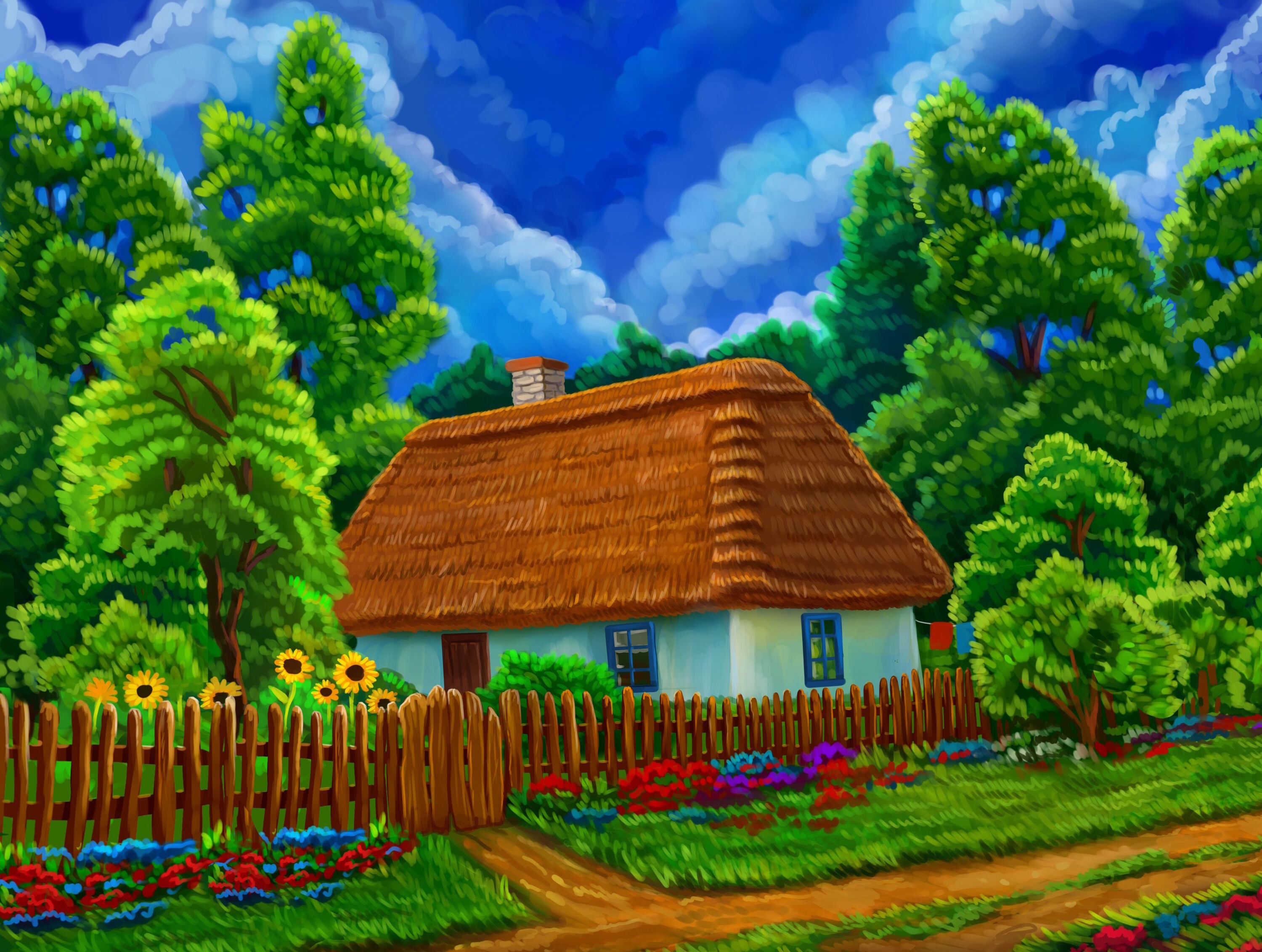 Дом в деревне летом