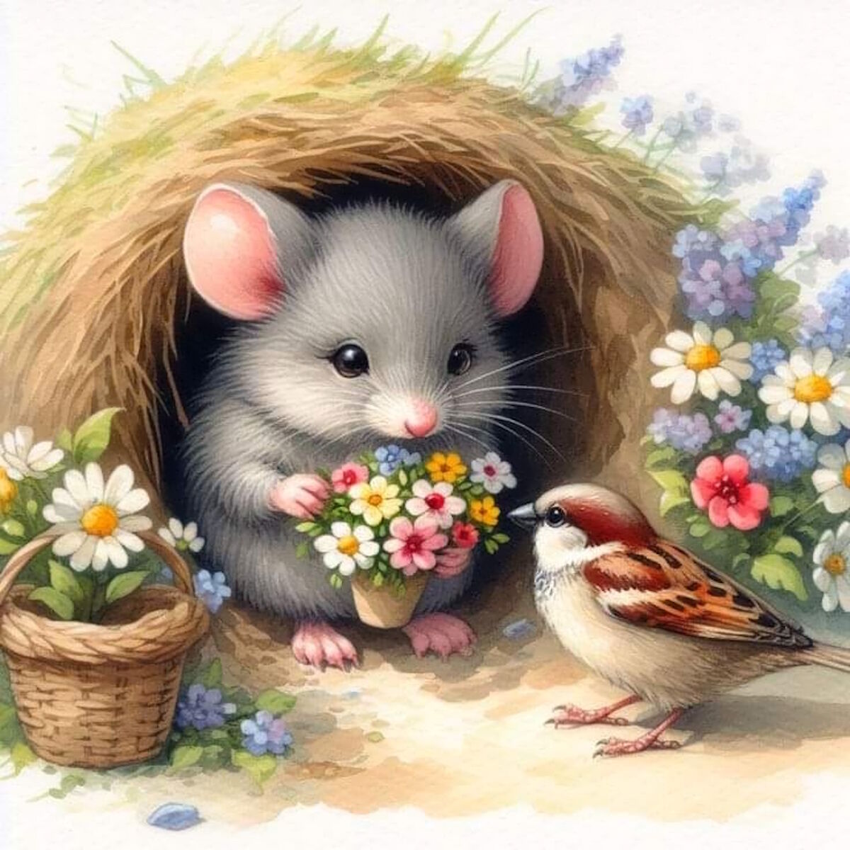 Мышонок и воробей