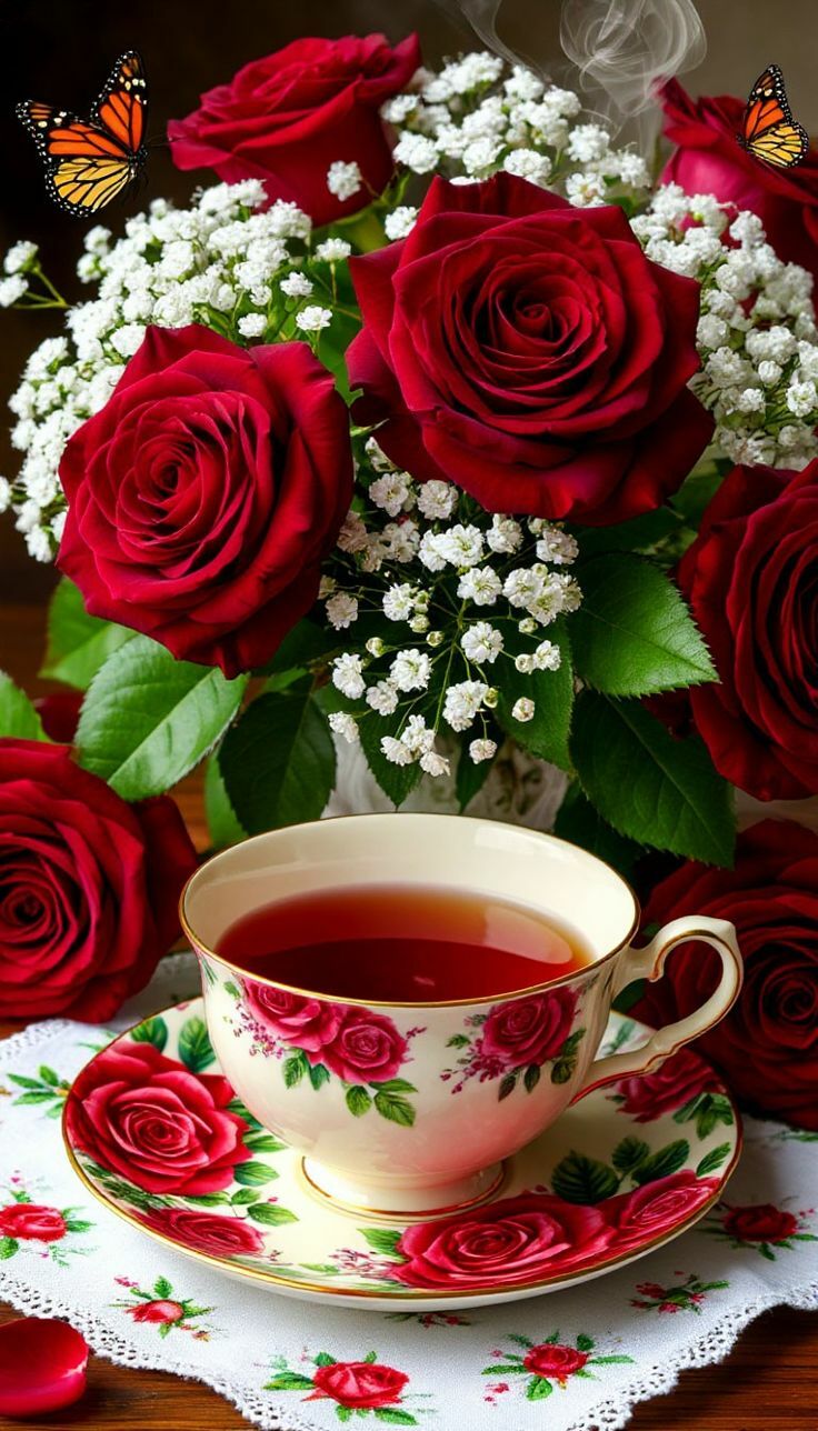 Розы и красный чай
