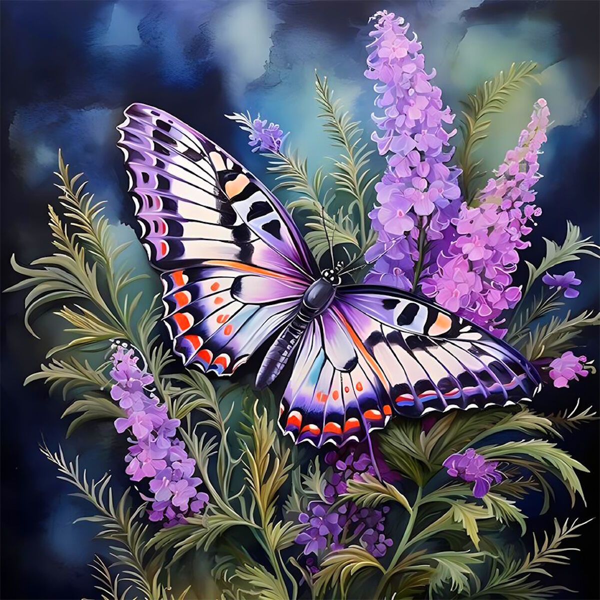 Большая сиреневая бабочка