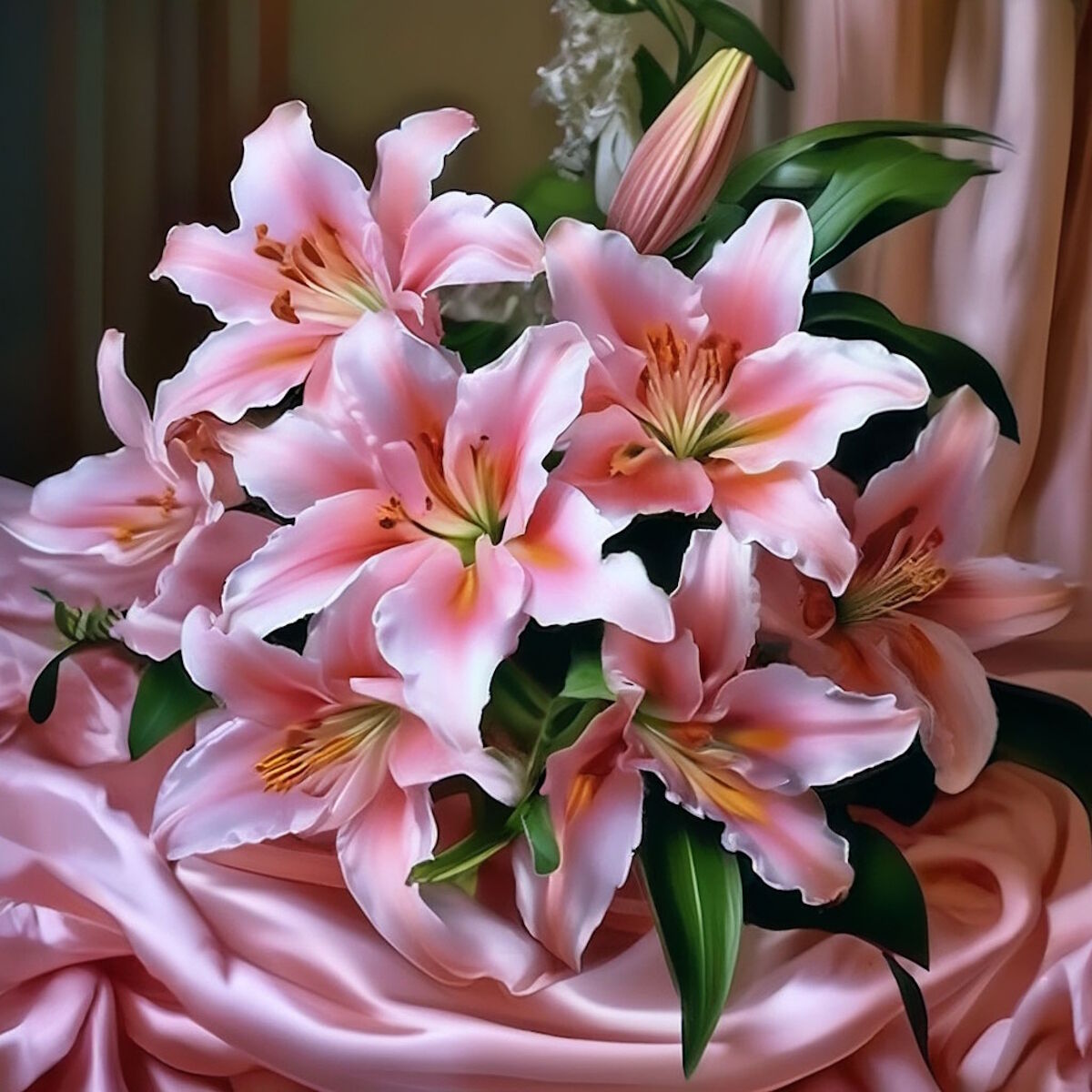 Лилии на шелке