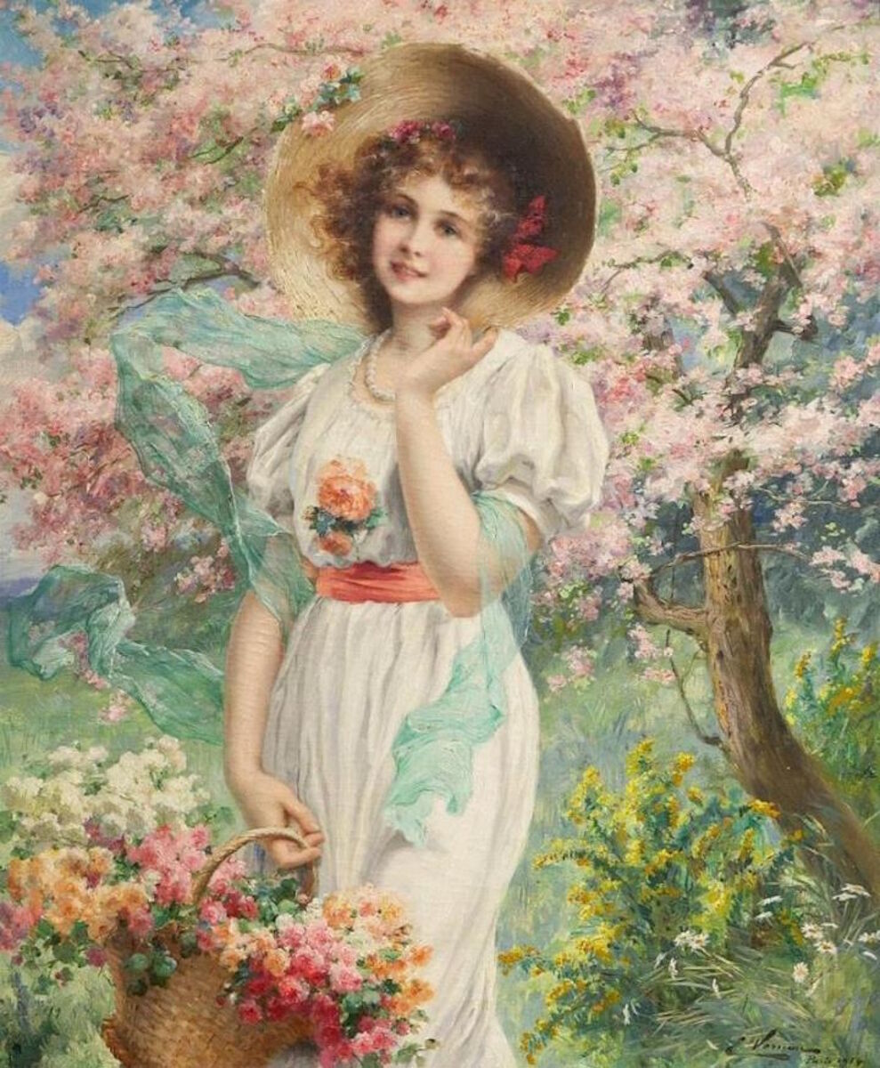 Девушка у яблони