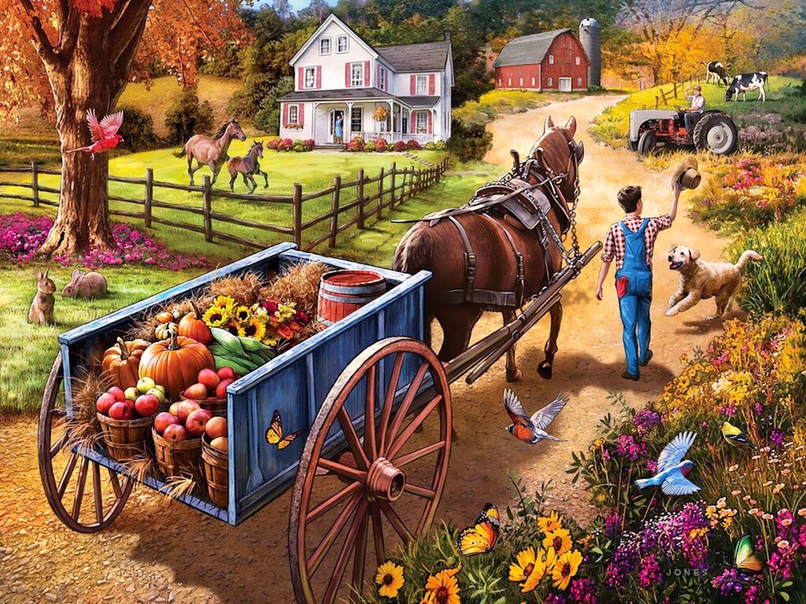 С урожаем на тележке