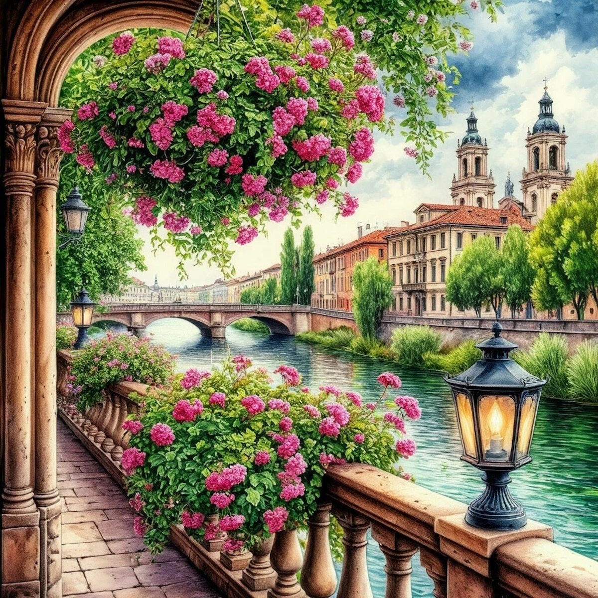 Набережная в цветах