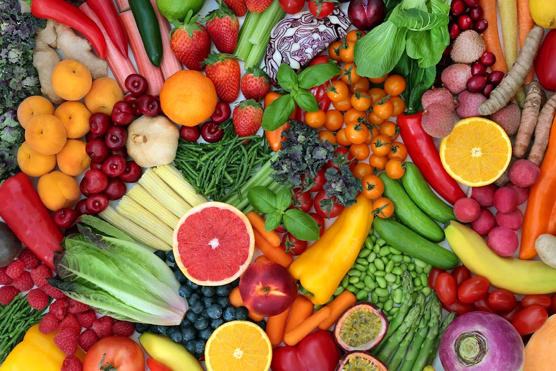 Фон из фруктов и овощей