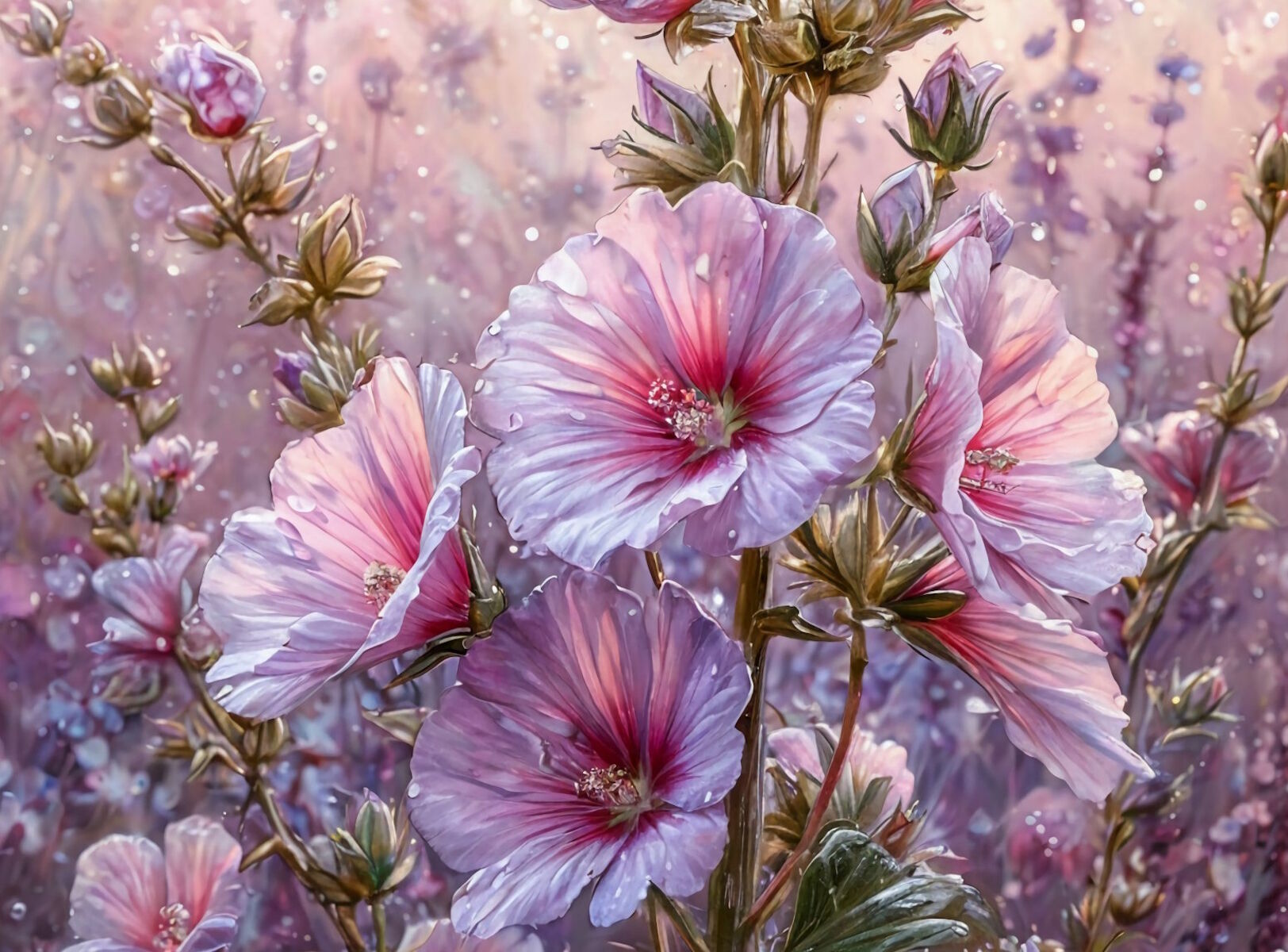 Мальвы и капельки