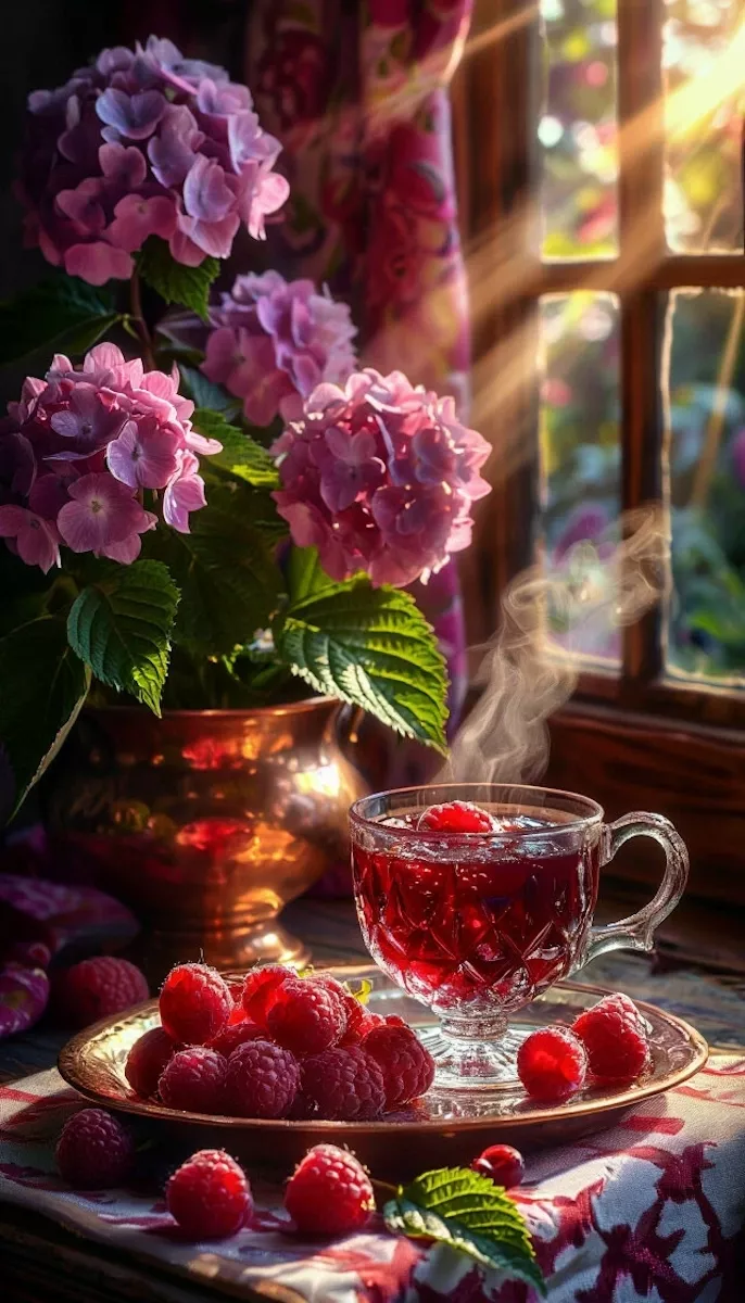 Гортензия и малиновый чай