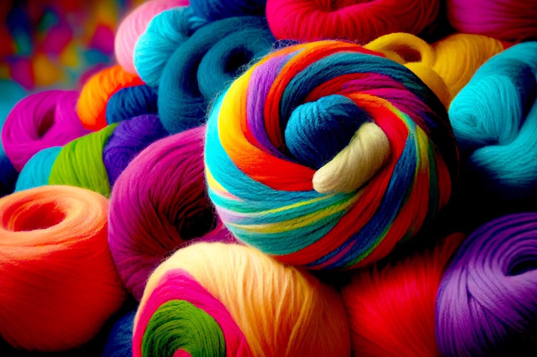 Цветная теплая пряжа