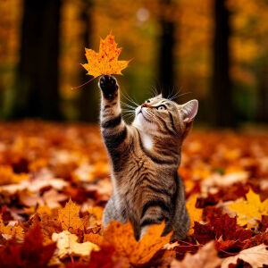 Кот с листочком