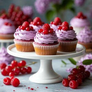 Кексы с малиной и красной смородиной