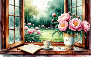 Пионы и дождливый день