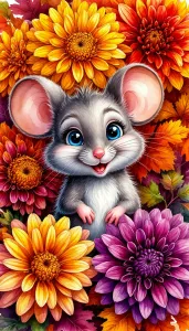 Мышка и георгины