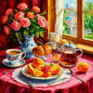 Утренняя булочка с фруктами