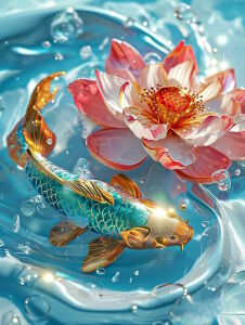 Стеклянная рыбка и лотос