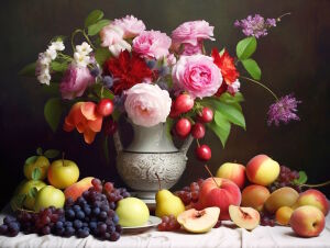 Букет и ароматные фрукты