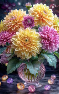 Георгины и камушки