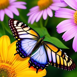 Бабочка и космеи