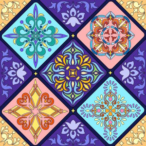 Цветочные орнаменты в ромбах