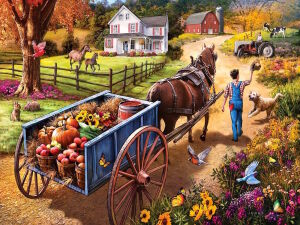 С урожаем на тележке