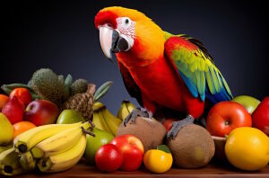 Попугай и фрукты