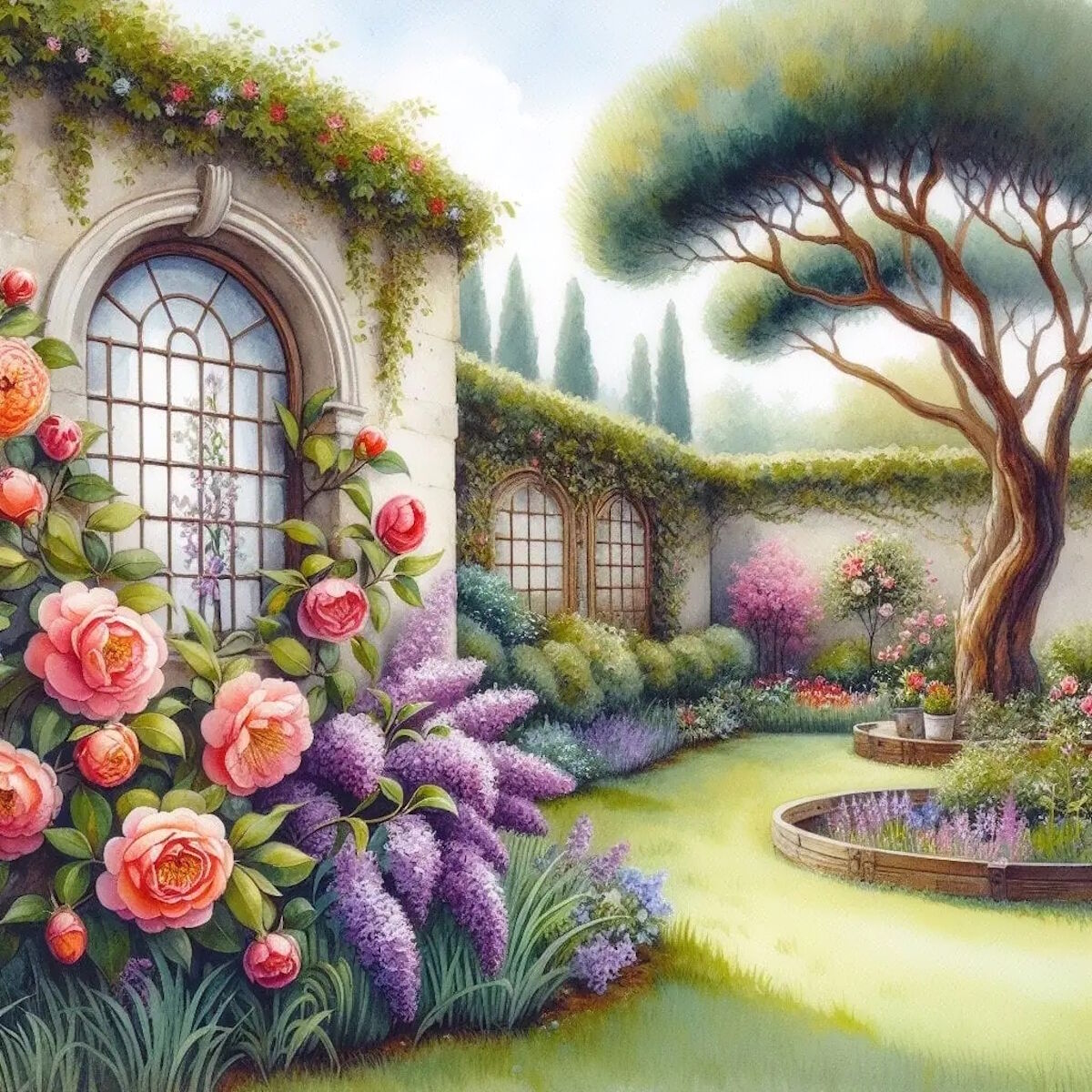 Скромный цветущий сад