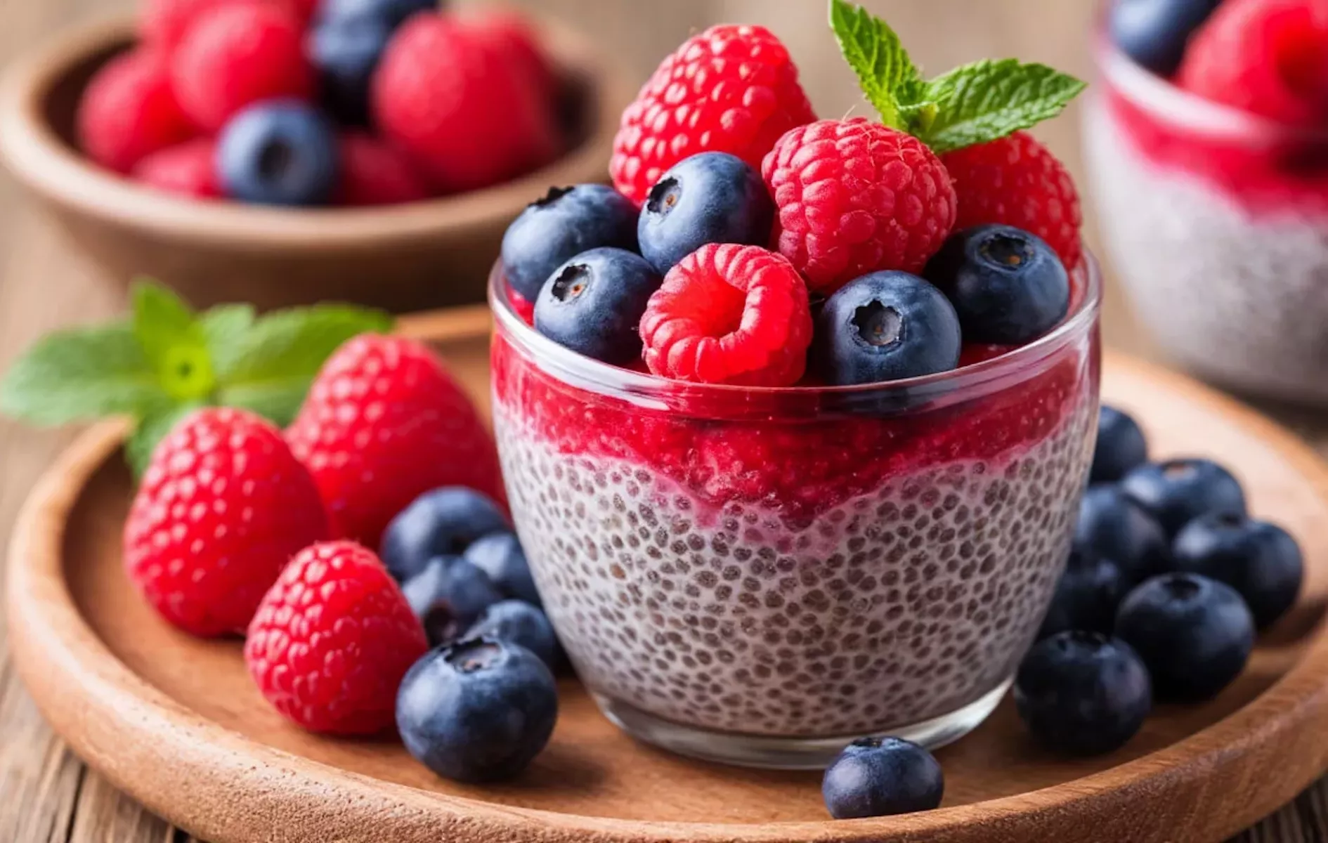 Семена чиа и ягоды