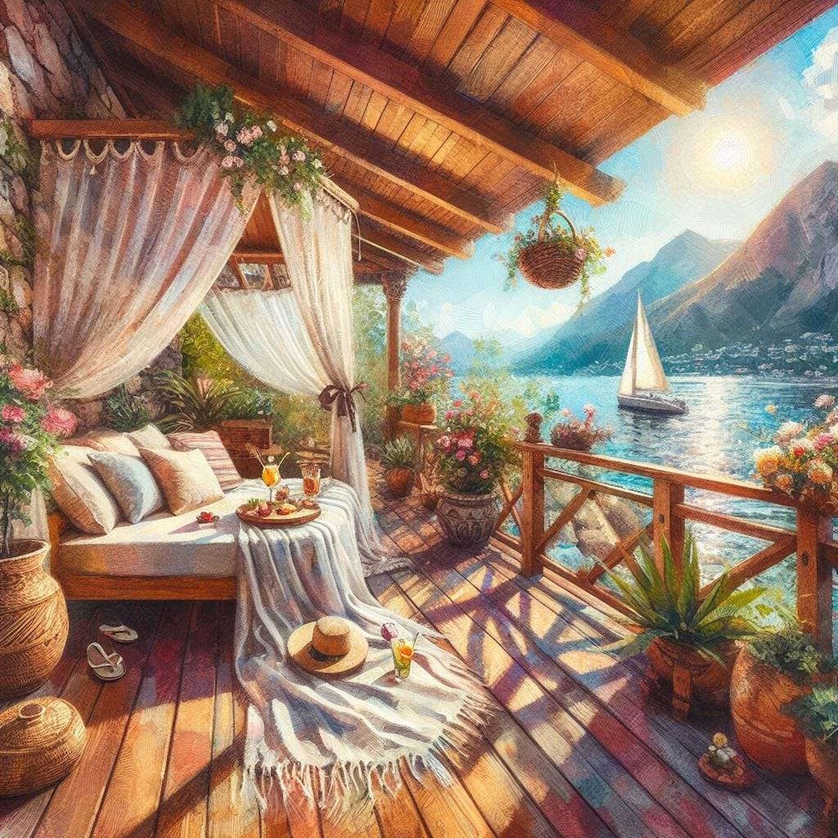 Кровать и море