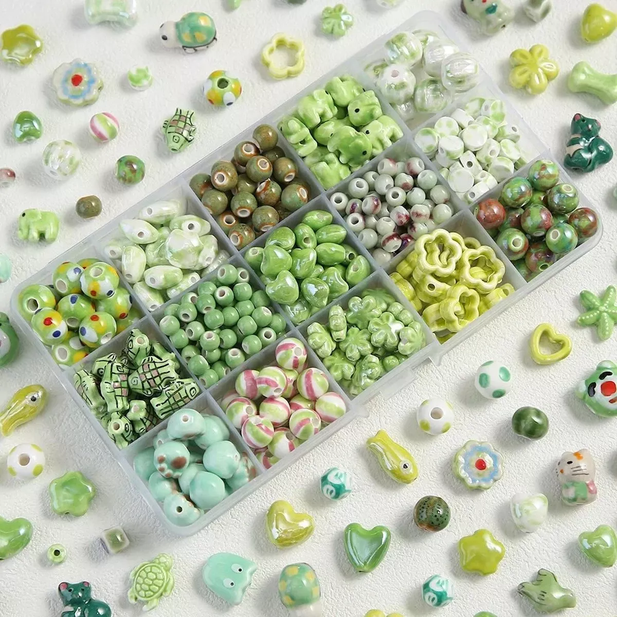 Салатовые бусины