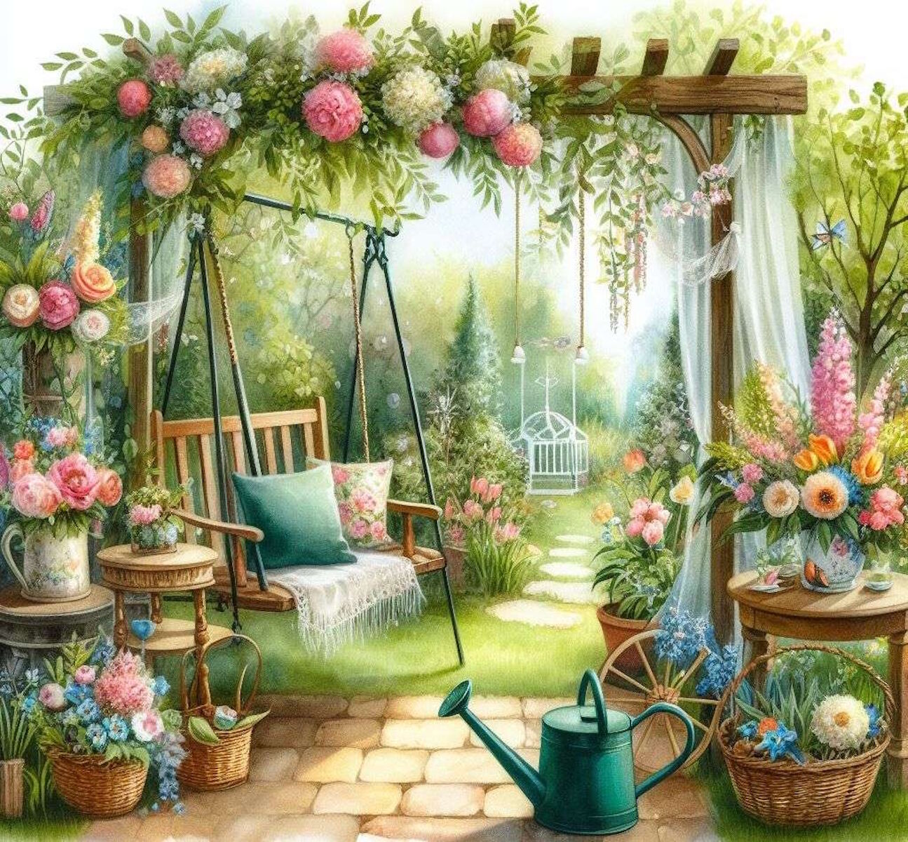 Качели в саду