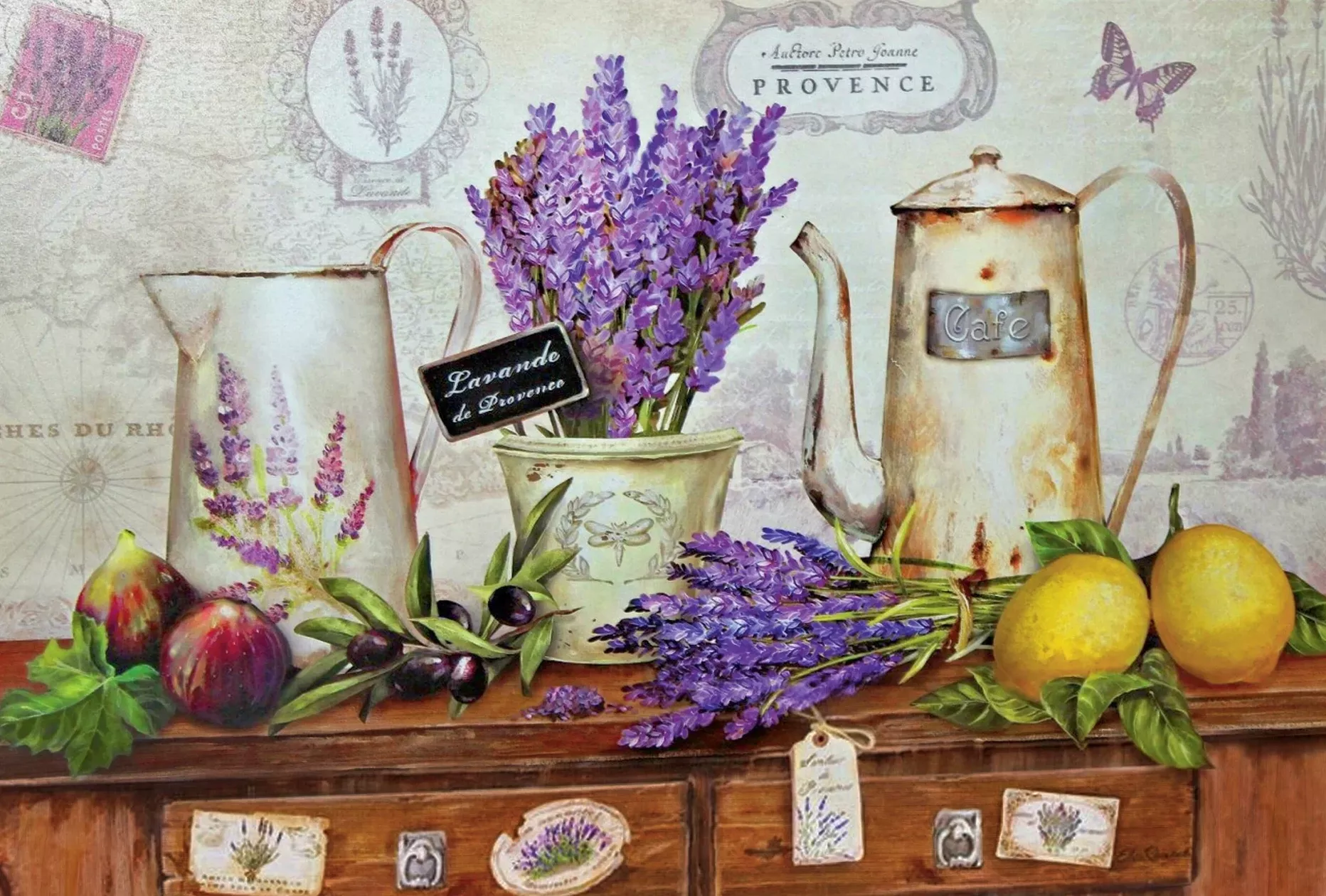 Лаванда, чайник и кувшин