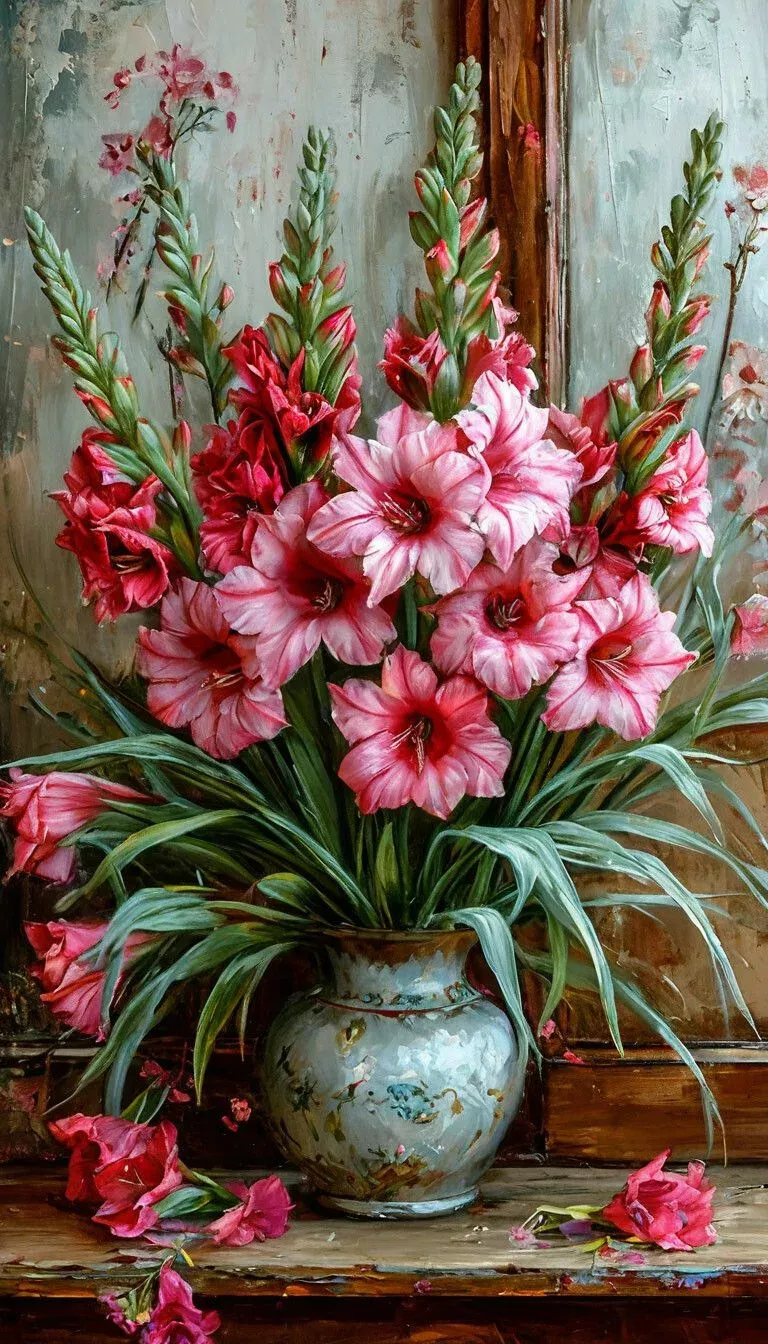 Красные высокие цветы