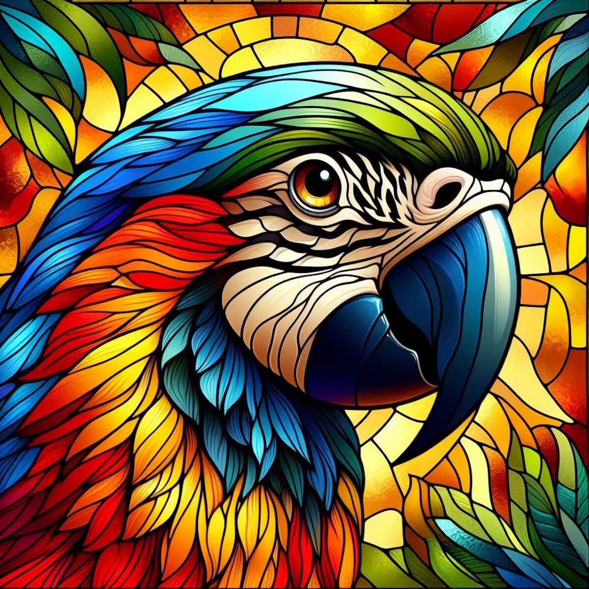 Витраж попугай