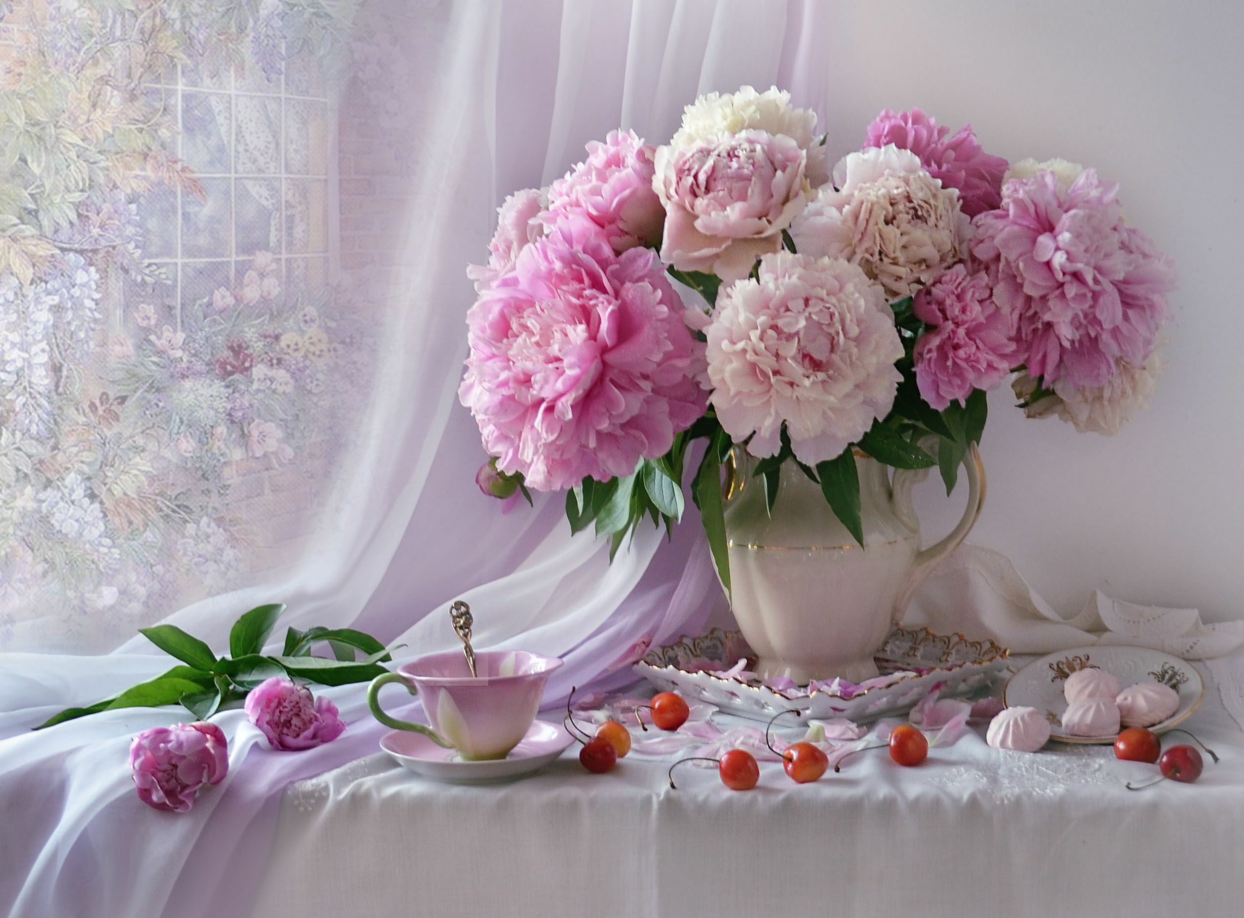 Пионы, черешня и зефир