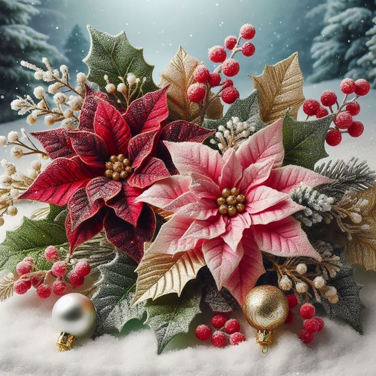 Зимняя цветочная композиция