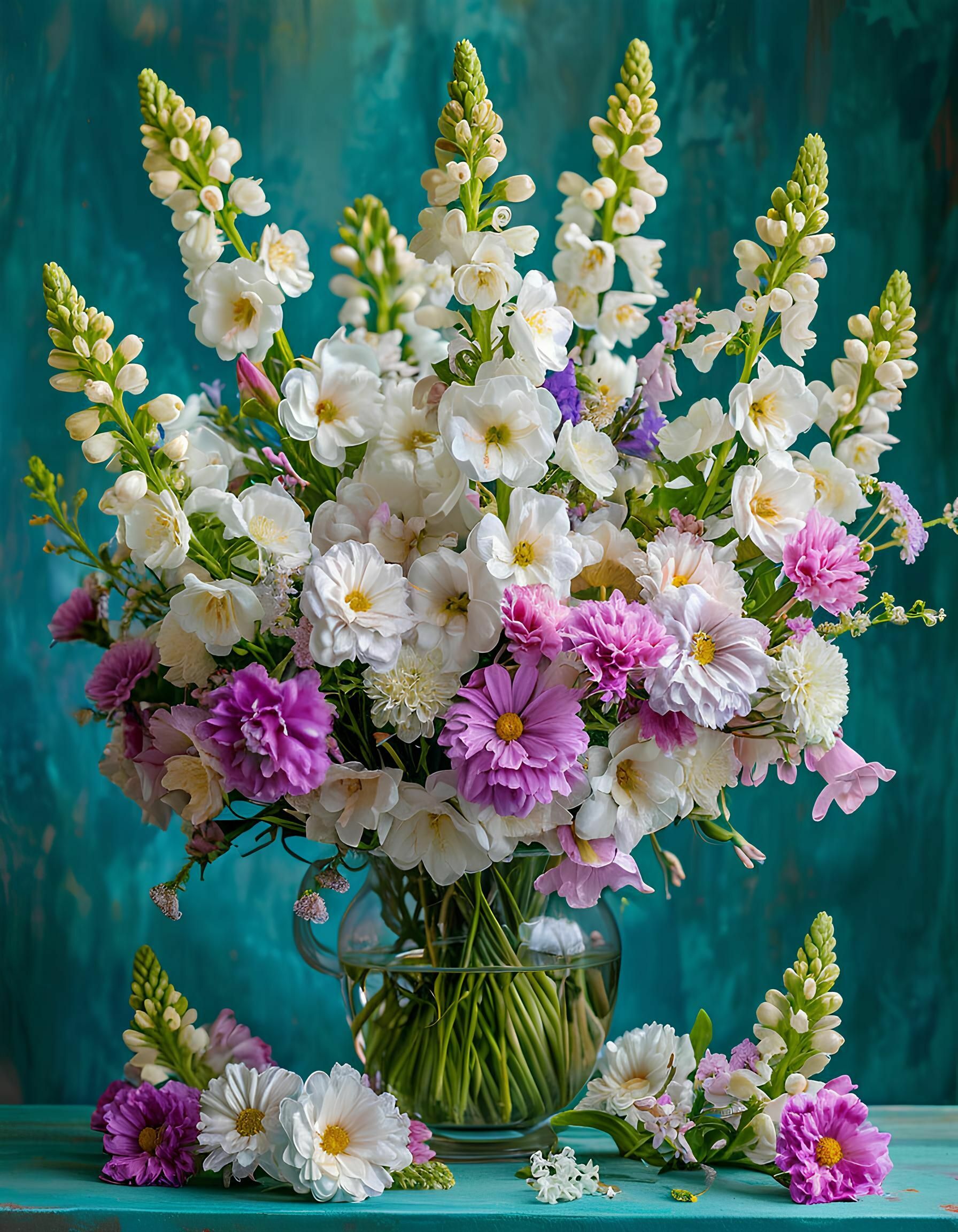 Высокий букет цветов