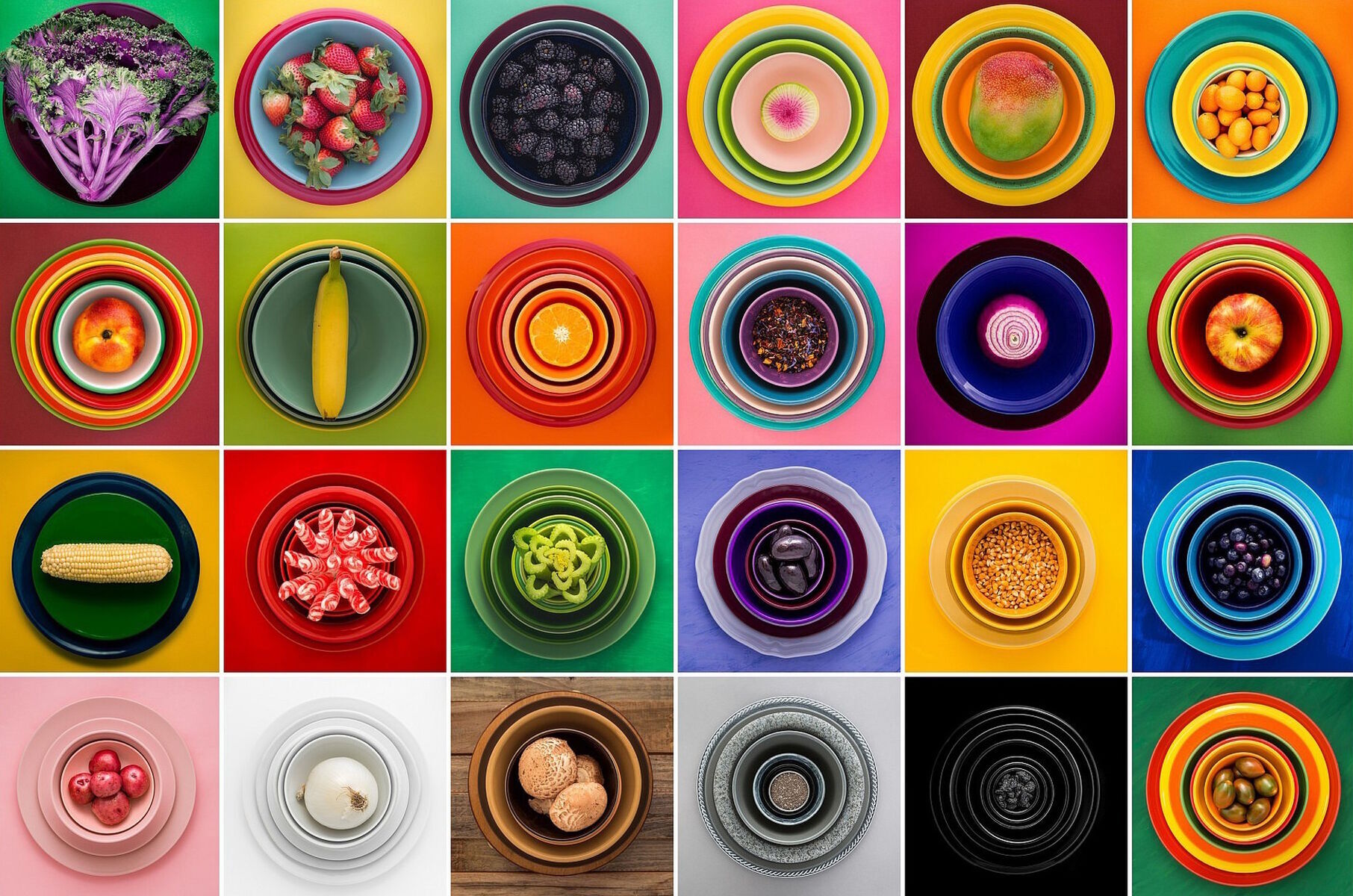 Коллаж круги и тарелки