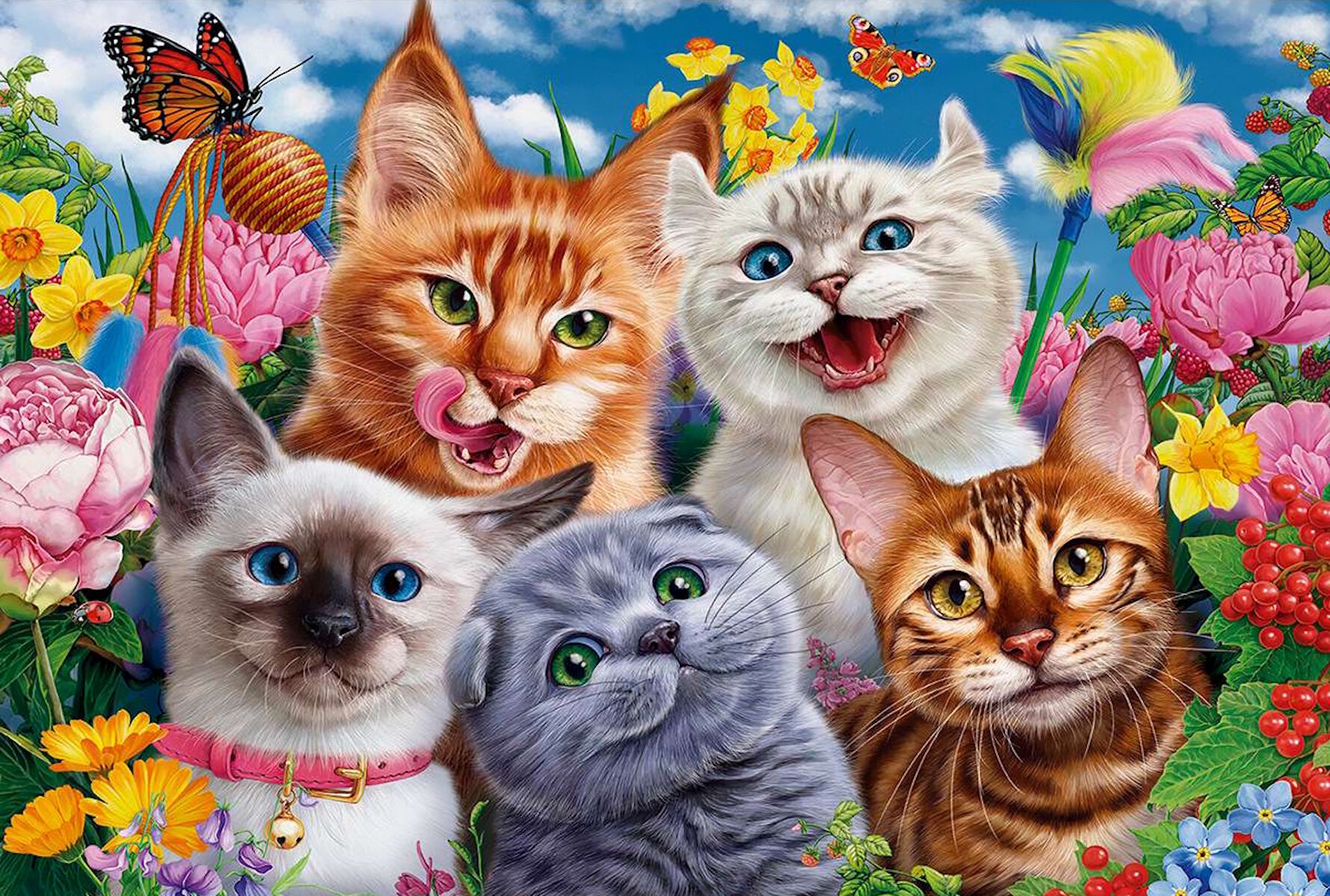 Коты и цветы
