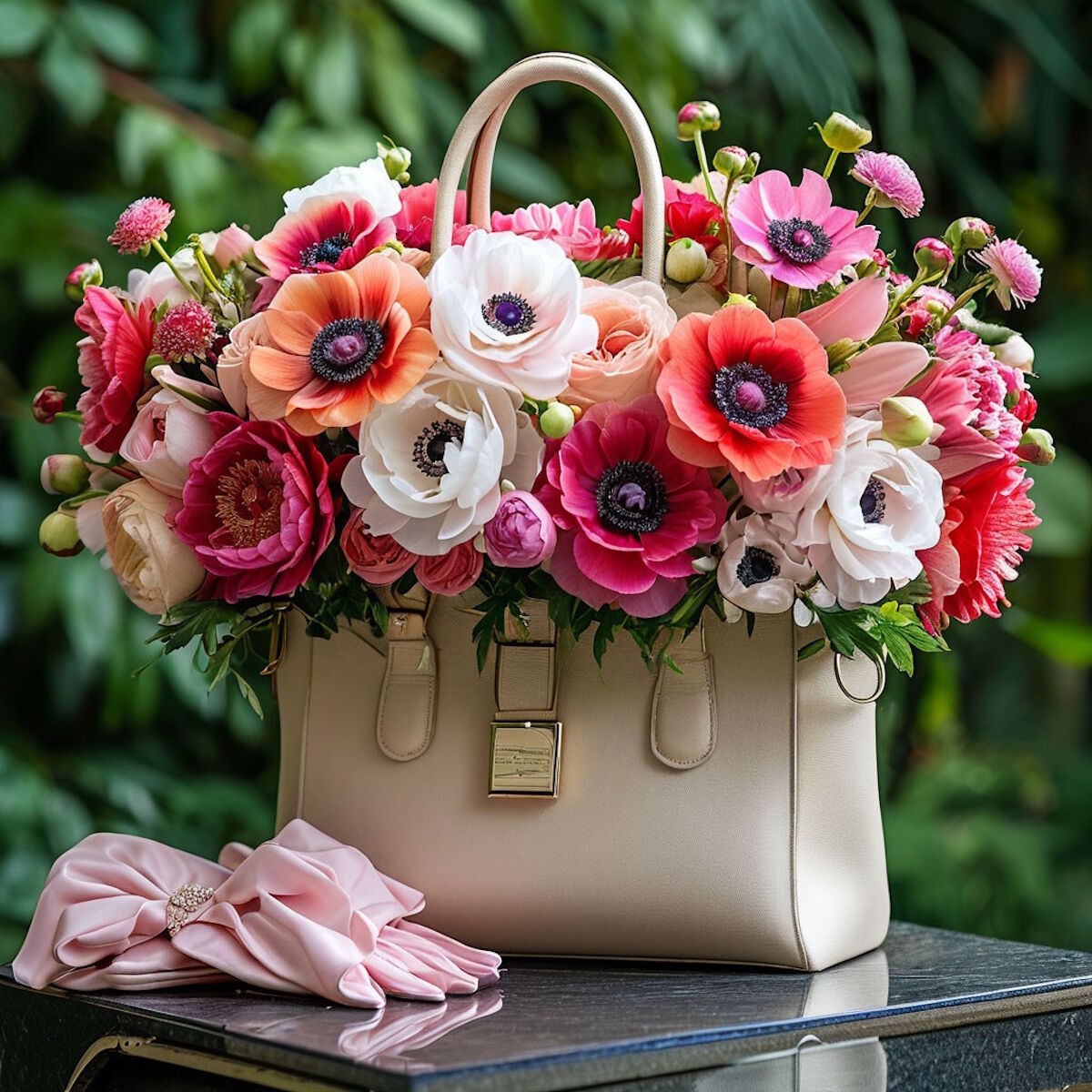 Цветы в дамской сумочке
