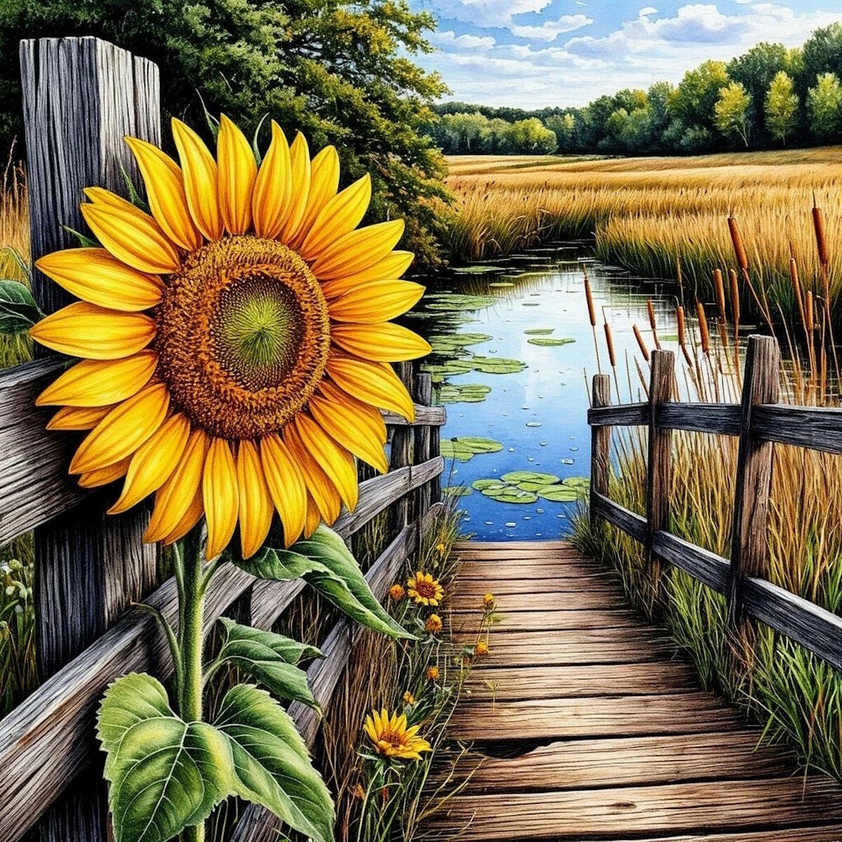 Подсолнух и озеро